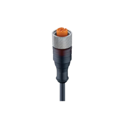 M12 A-code vrouwelijk transparante behuizing PVC zwart 3-Wire